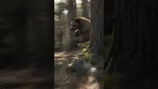 Bear Chase Thrilling Wildlife Encounter In Forest   AI Video