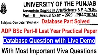 ADP BSc Solved Practical paper 2020 part 2 Database