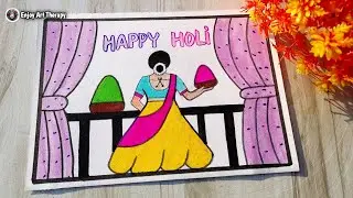 Holi Festival Drawing 😍 || Holi Special Drawing || Holi Poster Drawing Easy