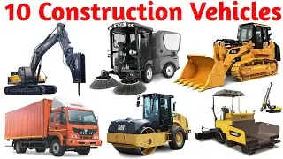 10 Construction Vehicles for Kids | Learn Machine Names with Hindi & English | Kids Learning Video