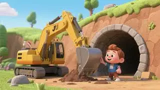 JJ Helps the Excavator Dig a Tunnel | Nursery Rhymes & Kids Songs