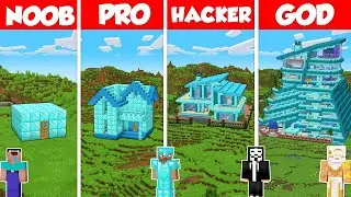 Diamond House Build Battle Challenge - Noob vs Pro vs Hacker vs God - Minecraft Animation