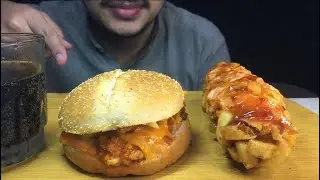 ASMR | Eating Korean Burger and Potato Corn Dog | Eating Sounds
