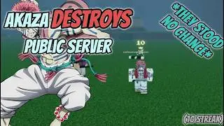 DESTROYING PUBLIC SERVER AS AKAZA *10 STREAK* | Rogue Demon Roblox