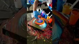 Tree Ring Pour Tutorial How-To, Arts and Crafts DIY Rainbow Acrylic Painting