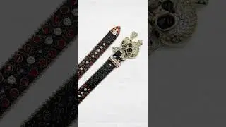 Skull Buckle Black Rhinestone Belt &ndash; Bold Western Bling | RhinestoneAura.com