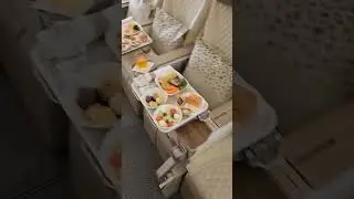 Emirates Premium Economy meals on the Airbus A380 #shorts Have you flown this cabin yet?