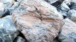 Obsidian domes near Mammoth Lakes CA - closeups of obsidian boulders