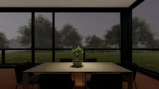 Modern Luxury Mansion Dining Room During Heavy Rain Ambience - Sit Back, Enjoy, Study or Sleep