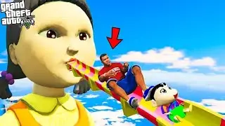 Shinchan and Franklin Tried Impossible Squid Game Curvy Water Slide Parkour Challenge in GTA 5