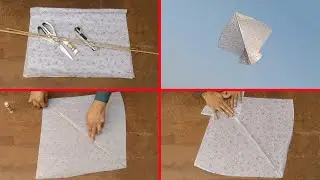 How to make kite with butter paper and bamboo sticks at home in simple steps - Kite crafts - Diy