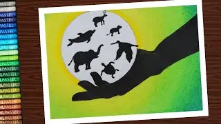 World wildlife day drawing / Poster drawing on wildlife day step by step / Biodiversity drawing