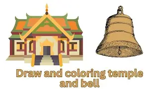 Drawing and Coloring a Tranquil Temple and Bell Scene