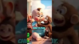 Cute Turns Sad: Monkey Steals Baby&rsquo;s Clay Toys #ai #baby #shorts