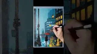 Rainy City #shorts #reels #art #drawing #painting #acrylic #shortsfeed #creative #city #colors