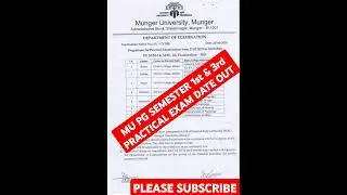 MU PG SEMESTER 1st & 3rd PRACTICAL EXAM DATE OUT #mungeruniversity  #viralvideo #view