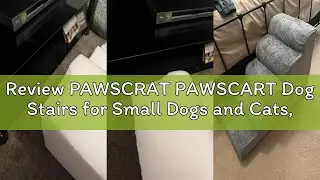 Review PAWSCRAT PAWSCART Dog Stairs for Small Dogs and Cats, 4-Step Dog Steps for Bed, 19.6