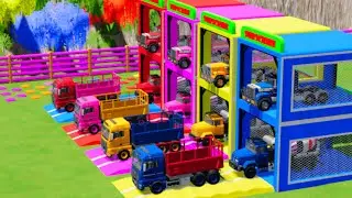All Color Mixer Truck Transport Using Mack, Police Car, Kenworth, MAN, Mercedes, Peterbilt, FS22 #21
