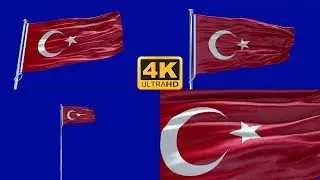 Turkey flag green screen 4k