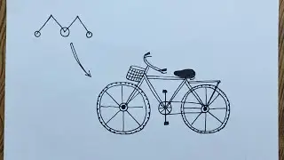 Very easy bicycle drawing/ Easy way to draw bicycle