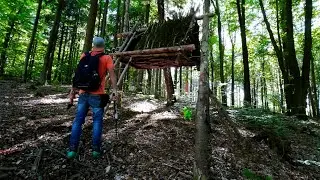 🌲Treehouse in the Wild – No Nails, Only Rope & Hand Drill  Part 1