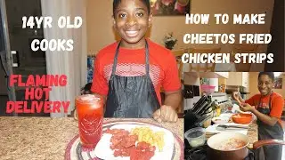 How to make Cheetos Fried Chicken Strips | A 14 years Old Cooks Hot and Spicy Delicious Meal