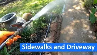 Cleaning Sidewalks and a Driveway - Pressure Washing - Dirty to Clean and so Satisfying
