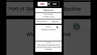 GRE Vocabulary builder for English #240 #Word #Nefarious #GRE #English #Vocabulary #Shorts
