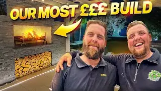 ULTRA MODERN Outdoor Fireplace 🔥 Full Build | Luxury Backyard Transformation