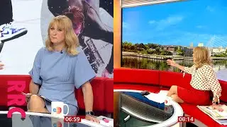 Rachel Burden @a little legginess in red skirt