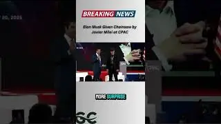 Elon Musk Presented with Chainsaw for Bureaucracy by Javier Milei at CPAC#ElonMusk #JavierMilei #CPA