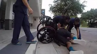 Paraplegic Quadriplegic Wheelchair Curb Failure, Crash, falling out of my chair