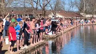 Jumping into the New Year at the Cave Spring Pool. Polar Plunge