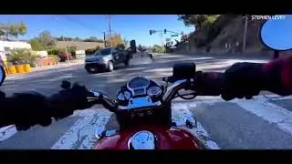 Stolen car crashes into pickup truck, sends it barreling toward motorcyclist in Malibu