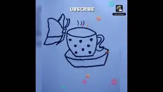 Tea cup with butterfly drawing