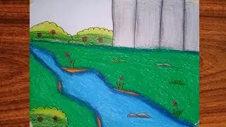 How to draw beautifull natural scenery easy || Drawing Beautifull Natural Scenery Easy. 