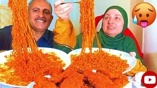 من اخطر التحديات النودلز الكورى الحار لعيونكم💥💢💣