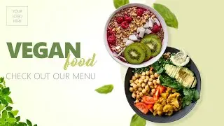 Vegan Menu - Digital Signage PowerPoint Animated Template (Restaurant Food Menu Board)