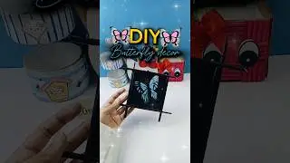 Diy Butterfly decor🦋✨🫶🏻 #roomdecor #butterfly #cat #wallhanging #walldecor #diy #youtubeshorts