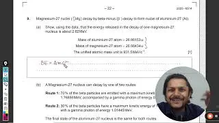 Magnesium-27 nuclei ( 1227Mg) decay by beta-minus (&beta;-) decay to form nuclei of aluminium-27 (Al)