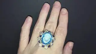 Коктейльное кольцо из серебра Швейцарский Топаз 23 кт - Сапфир - Танзанит