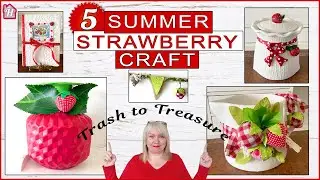 5 Summer DIY crafts  Strawberry home decor from trash to treasure Thrift store flips