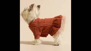 Elegant Rib Knitted Dog Dress with Bow