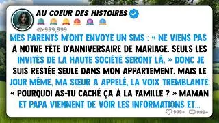 Mes parents m'ont envoyé un sms : « ne viens pas à notre fête d'anniversaire de mariage...