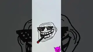 swag Troll face drawing😎 | cool troll face😈 | sigma face art #shorts #art #drawing #trollface