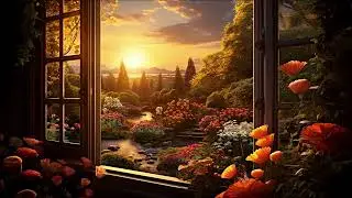 🪻 Witch Cozy Rainy Sunset Garden Home Ambience || Jazz Music || Sleep, Relax, Study, Meditation
