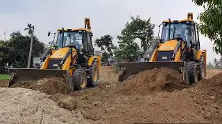 Amazing JCB Operator !! Leveling Soil in Road With JCB Backhoe - JCB Dozer Making Road  - Part 2