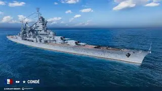 French Super-heavy Cruiser Conde - Showcasing with Upgrades and Commander Skills (World of Warships)