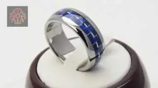 Alejandro Tungsten Carbide Ring 8MM Amazing Blue Carbon Inlay Band / Wedding Band