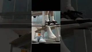 Girl wears sneakers and white socks